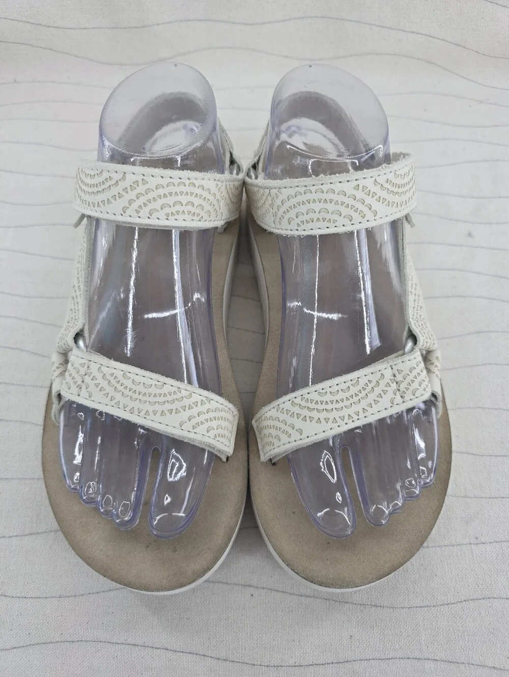 Teva Womens Midform Universal Geometric Beige Leathe4 Sandals 1090873 Size 7